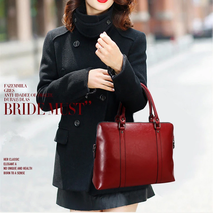 Burminsa натуральная кожа портфель для женщин 14 дюймов ноутбук сумки женские офисные женские плеча