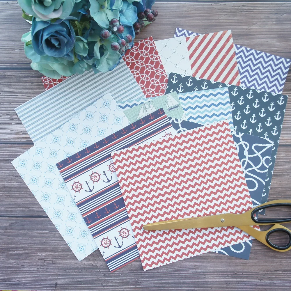 

24 sheets DIY 12 style 15.2*15.2cm Travel out of the sea theme craft paper scrapbooking creative paper DIY gift use