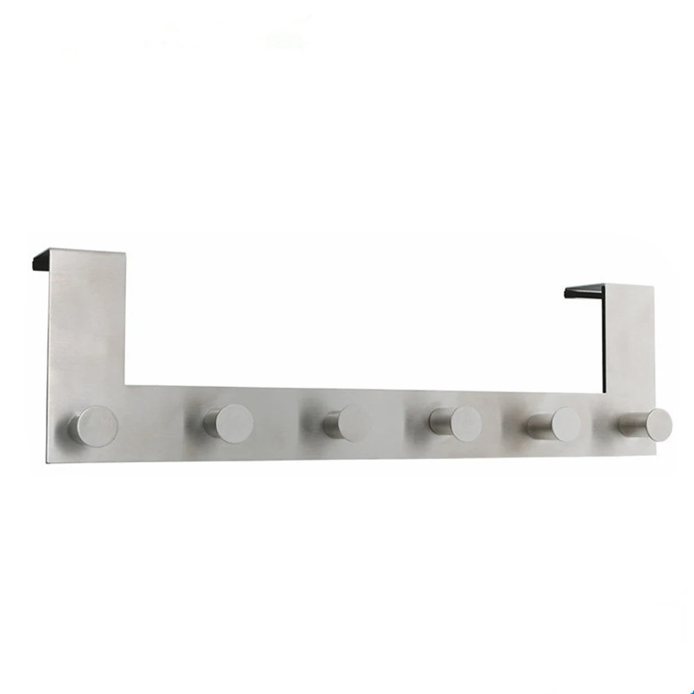 

Stainless Steel Over the Door Hooks Hagner Rack Clothes for Cloth Pants Hat Towel (6-Hook)