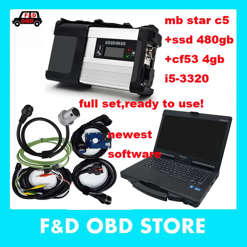 

Military Quality Diagnostic Tool MB star C5 with V2019.05 Software SSD and CF53 i5 SD Compact 5 Car detector MB STAR C5 scanner
