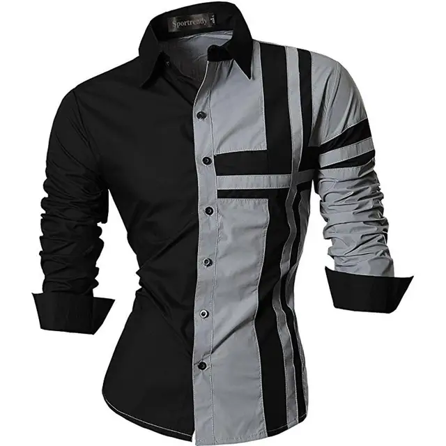 Sportrendy Men/'s Slim Fit Long Sleeve Casual Button Down Shirts Dragon Tattoo JZS041