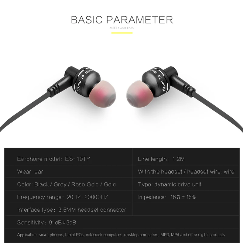 Awei ES 10TY Metal Wired Earphone Earbuds Stereo Headset In Ear Auriculares Headset With Microphone For iPhone Samsung Phones