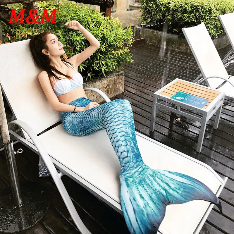 

M&M Girls Rainbow Mermaid Tail Swimwear Bathing Suit Cosplay Costume Bikini