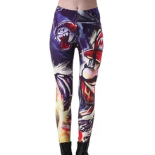 Эластичные повседневные штаны с 3D Цифровым принтом с героями мультфильмов Марио женские Леггинсы 7 размеров одежда для фитнеса