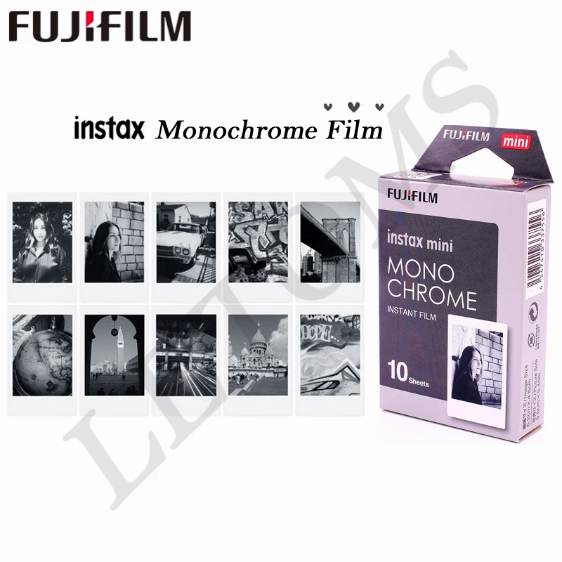 Монохромная пленка Fujifilm Instax Mini8 монохромная + черная рамка небесно голубая фото