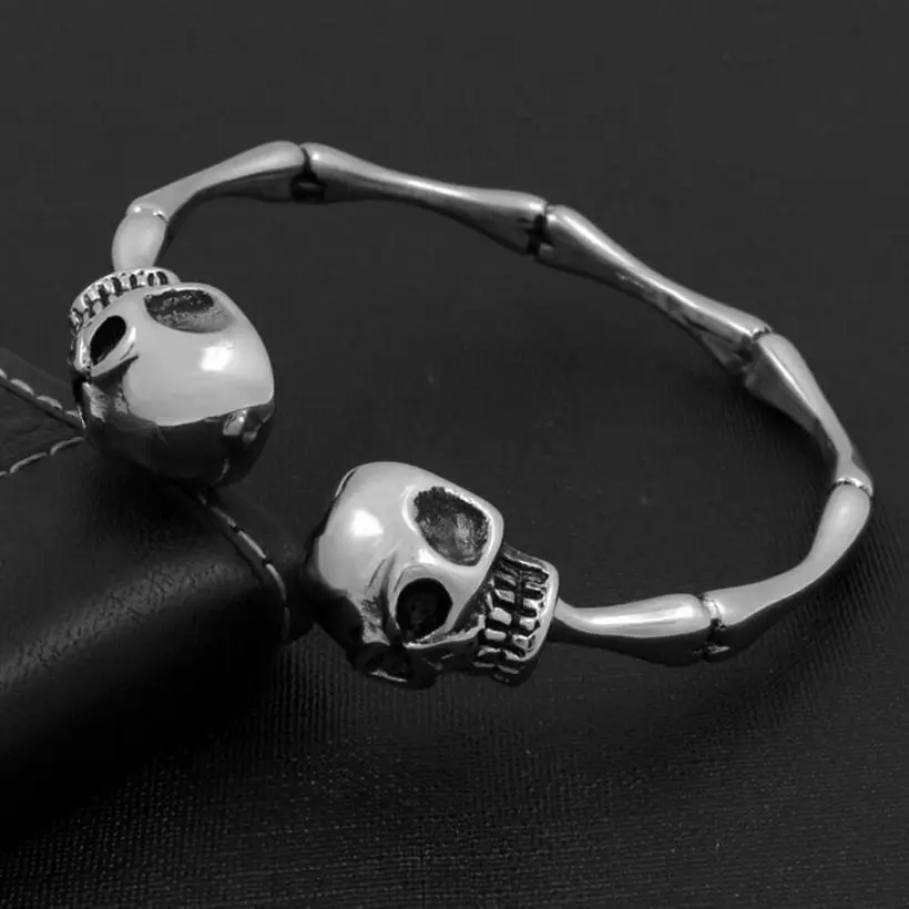 

Титановый стальной браслет Tibial Head Мужская тиара череп ювелирные изделия браслет