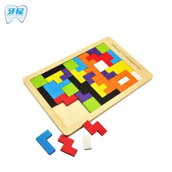 Зубные дома дети Игрушечные лошадки Деревянный Tangram/головоломка Совет Паззлы Логические головоломки тетрис игры Обучающие подарков для