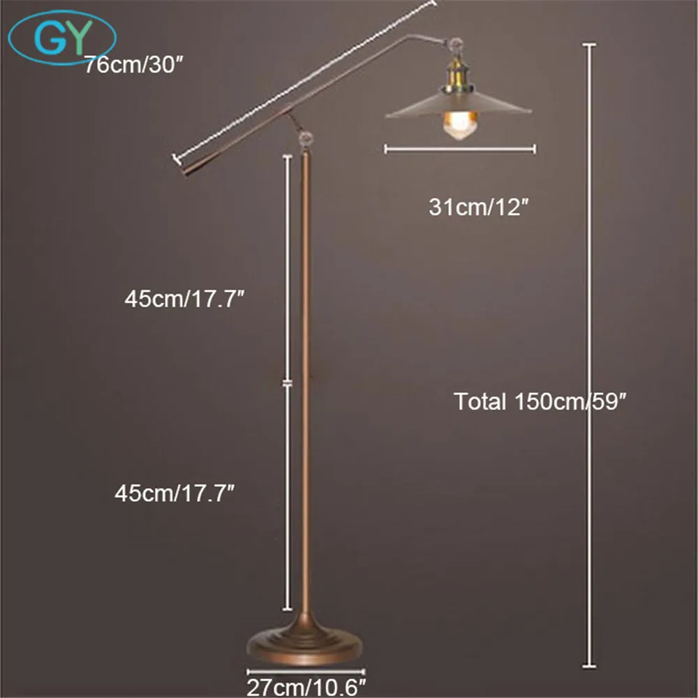 Бронзовый черный скандинавский светодиодный напольный светильник, винтажный светильник Эдисона для гостиной, светильник для чтения, диван, прикроватная лампа для чтения пианино
