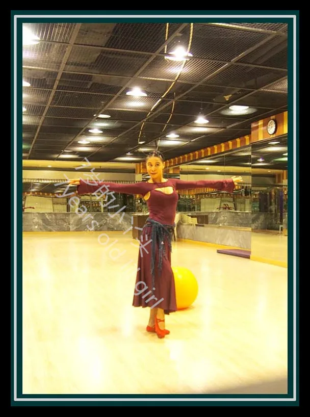 Костюм для танца живота HZ01 06 модал Топ йоги балета искусственный шелк с длинными