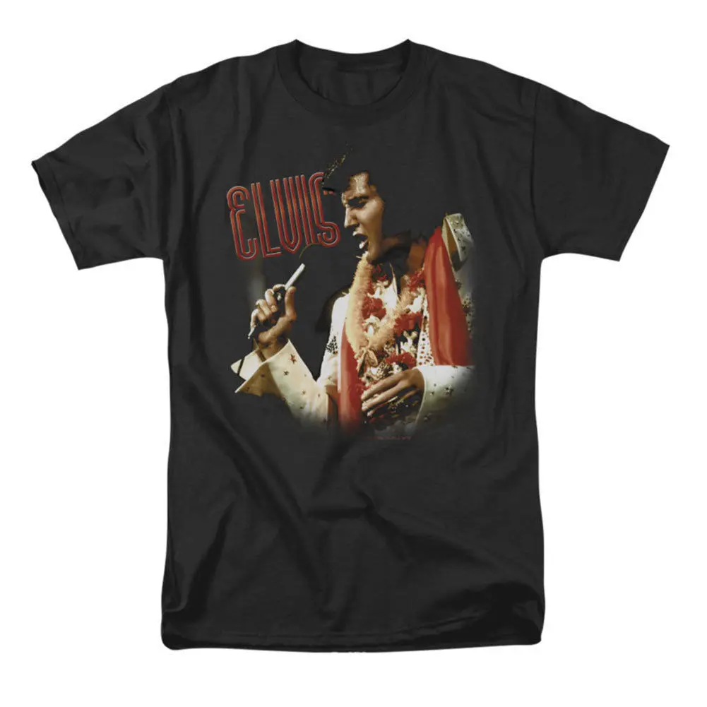 Мужская Однотонная футболка Elvis Presley черная рокабилия | одежда