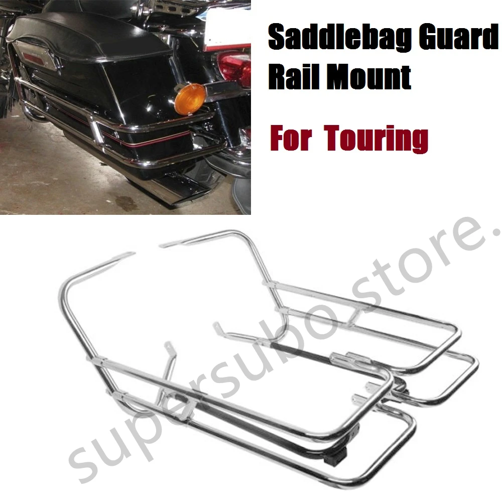 Motorcycle chromed Saddlebag Guard Rail Mount For Harley Touring Road