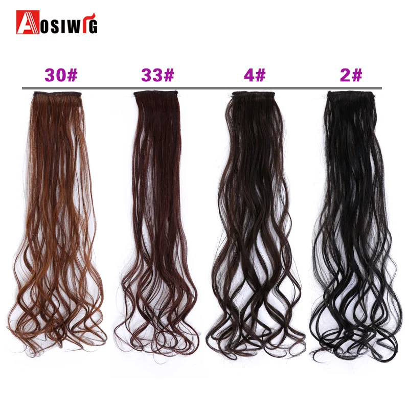 Pure Color Long Wavy Hair Extensions 1 Piece 2 Clip-in High Temperature Fiber Hair Extensions for Women AOSIWIG Pure Color Long Wavy Hair Extensions 1 Piece 2 Clip-in High Temperature Fiber Hair Extensions for Women AOSIWIG