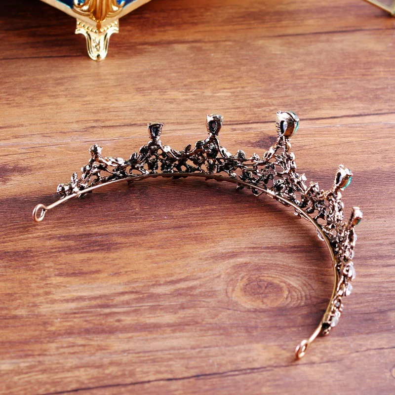 Медный Зеленый Кристалл Элегантная свадебная корона coroa de noiva бутик головные уборы для невест Свадебные украшения для волос