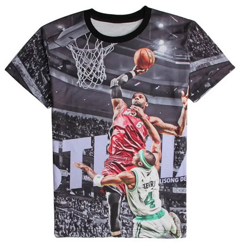 2015 New Summer Basketball Player Dunk 3D T Shirt Men Design Short