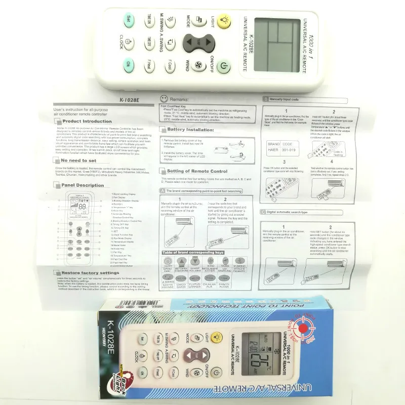 Универсальный пульт дистанционного управления с ЖК-дисплеем для кондиционера с низким энергопотреблением K-1028E пульт дистанционного управления