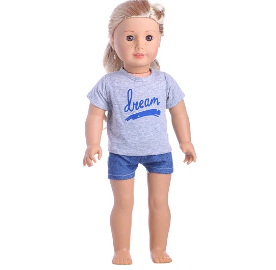 American-Girl-Doll-Clothes-shirt-and-short-pants-sets-for-45-cm-reborn-baby-doll-Clothes (1)