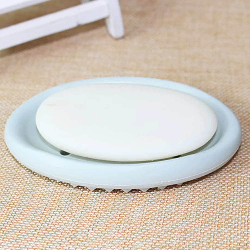 Творческий овальной формы мыльница лоток слив силиконовый мыльница для душа Ванная комната Кухня(синий