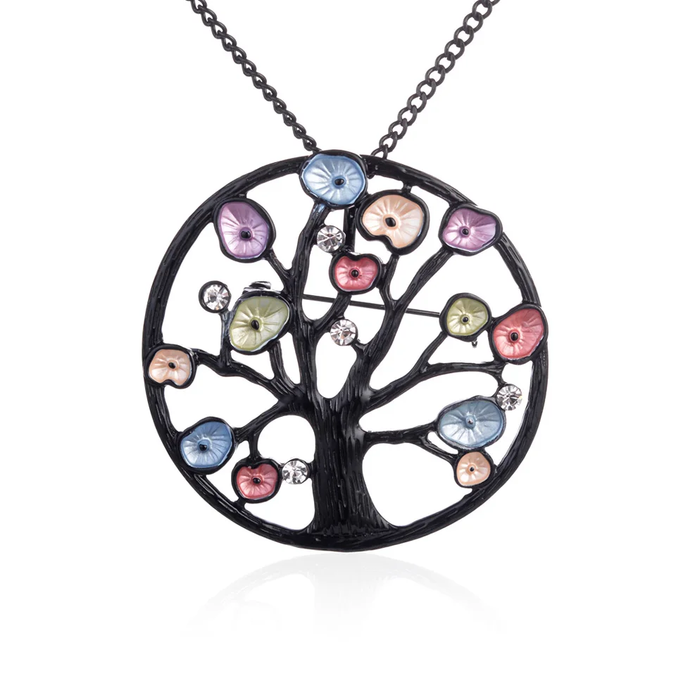 Красочное дерево, кулон, ожерелье для женщин, лучший подарок, цинковый сплав, металл, модные длинные подвески для девочек, ювелирные аксессуары - Окраска металла: color 1