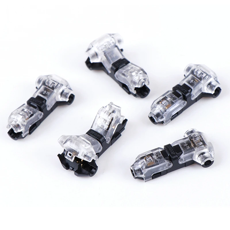 

5Pcs/lot Universal 2 Pin Compact Wire Wiring Connector T Shape Conductor Terminal Block With Lever AWG 18-24 2 Way 300V 10A