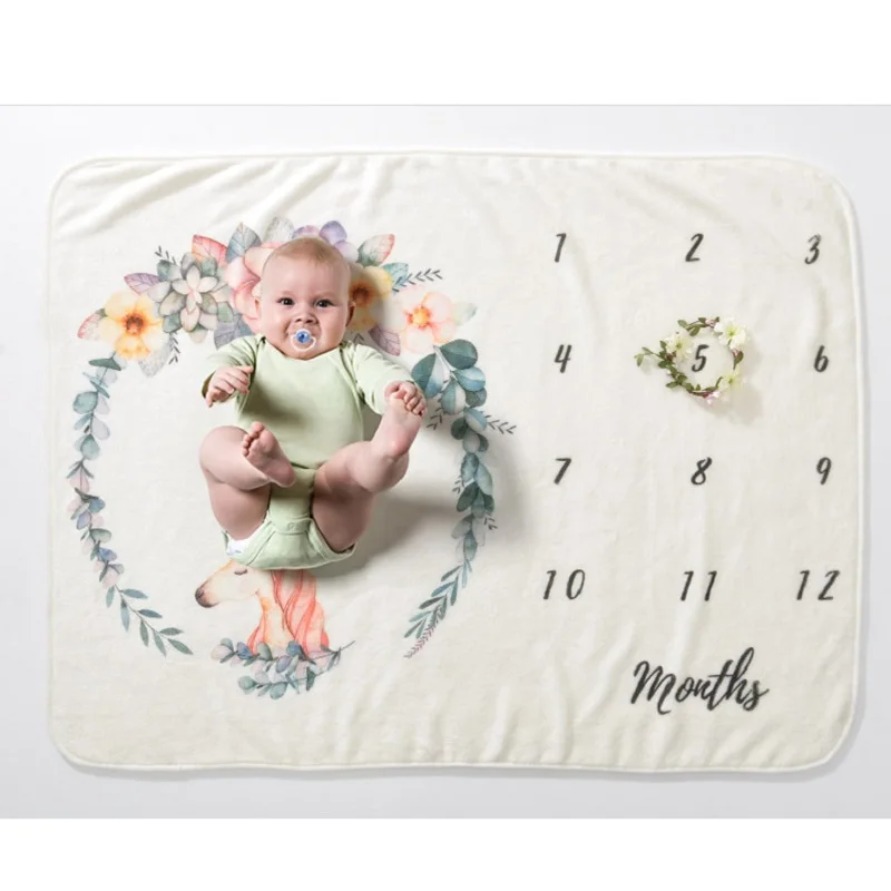 Baby Month Commemorate Blanket For All Seasons Childreb Small Flannel Blanket Newborn Infant Blanket