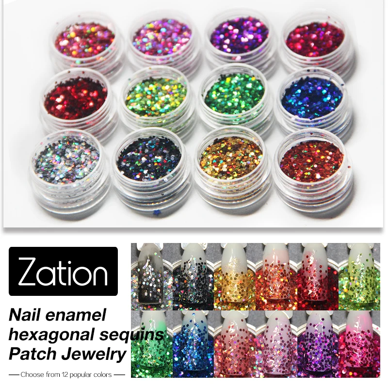 

Zation 2019 New Nail Jewelry Fairy Magic Color Nail Glitter Powder Sequins Nails Glitters Flakes Pigment Flakes Uv Gel Varnish