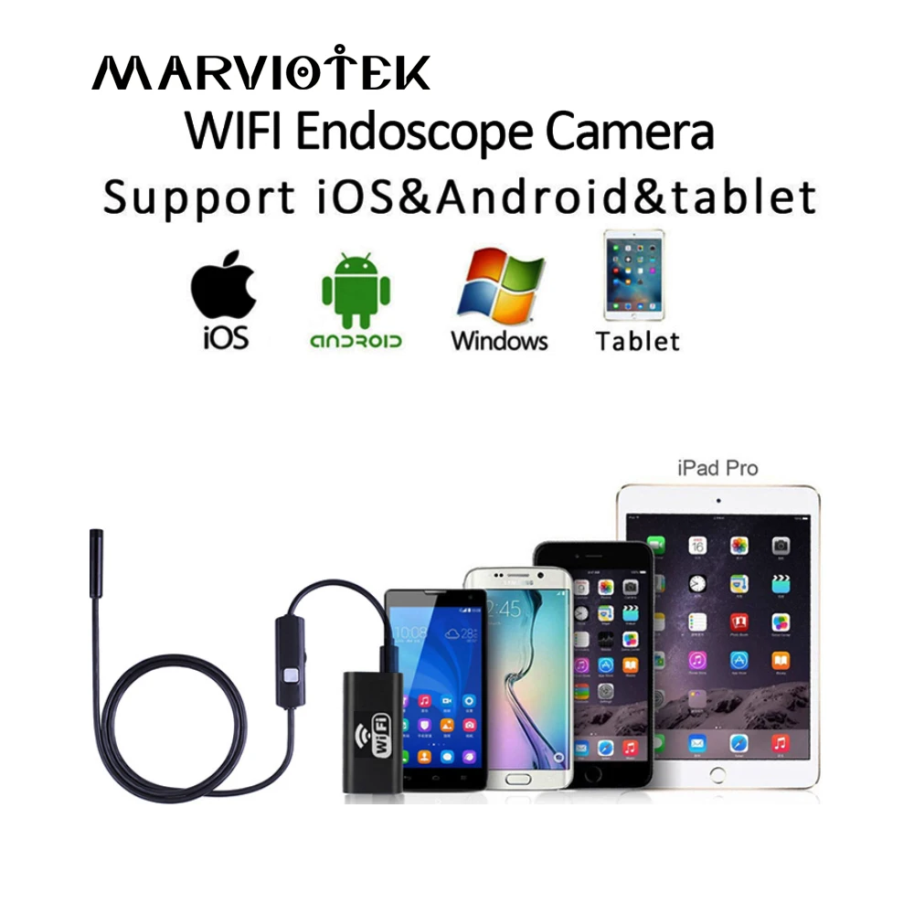 

WIFI Endoscope Camera 720P HD Mini Waterproof Soft Wire Wireless 8mm 8 LED Inspection Pipe Camera For Android PC IOS Endoscope