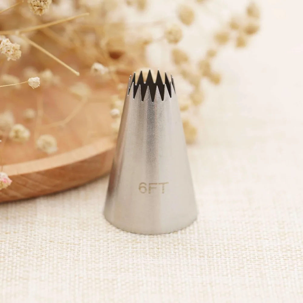 

#6FT Large Size Open Star Piping Nozzle Cake Decorating Pastry Icing Tips Bakeware Kitchen Cookies Tools Stainless Steel
