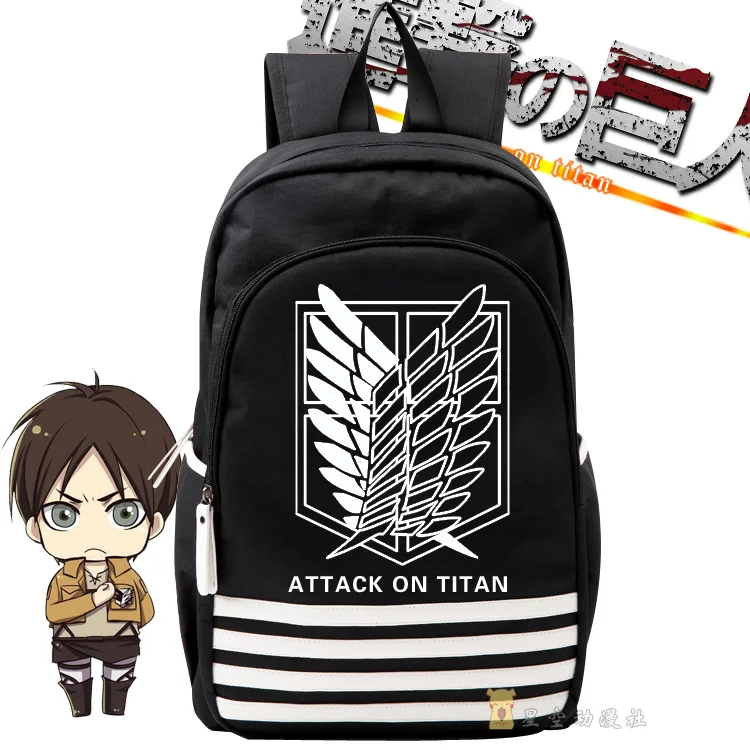 

Attack on Titan Anime hot cos schoolbag Logo Cartoon canvas Shoulders backpack boys and girls Leisure Luminous birthday present