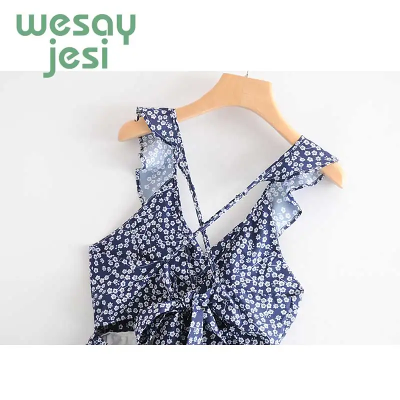 Off Shoulder Jumpsuits Women Sexy Ruffles Sleeveless Playsuit Blue Jumpsuits For Women 2019Backless Strappy Floral Print Rompers Off Shoulder Jumpsuits Women Sexy Ruffles Sleeveless Playsuit Blue Jumpsuits For Women 2019Backless Strappy Floral Print Rompers