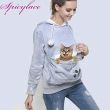 Cat Lovers Hoodie Kangaroo Dog Pet Paw Emboridery 2017 Autumn New Pullovers Cuddle Pouch Sweatshirt Pocket Animal Ear Hooded