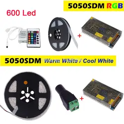5 м 120 светодиодов/M Двухрядные SMD 5050 Светодиодные ленты RGB теплый белый, холодный белый гибкий свет 12 В корпуса трубки светодиод Клейкие