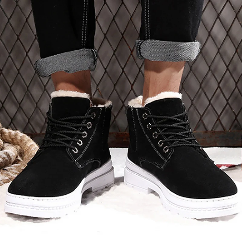 

Snow boots men martin boots warm plush fashion ankle boot flock increase non-slip brand male footwear 2018 hot winter