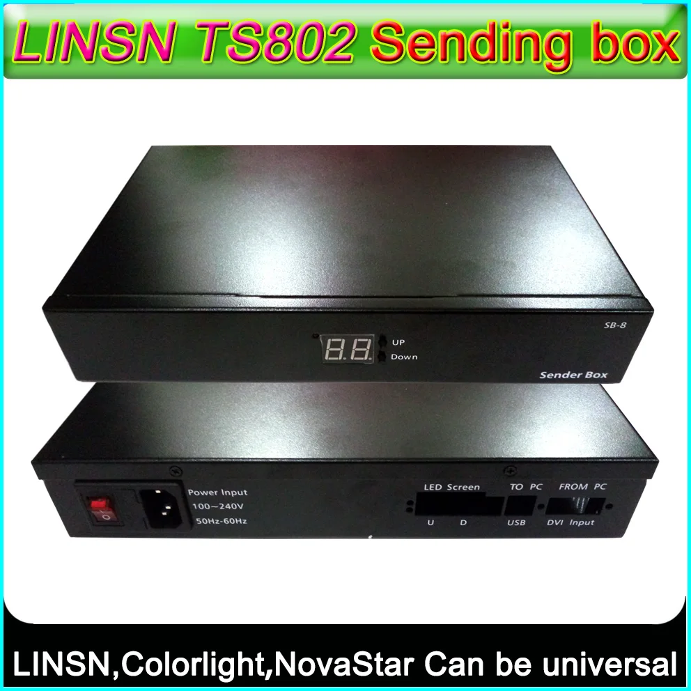 

LINSN TS802 Sending card LED display controller external sending box,Support NovaStar Colorlight Sending card,Support brightness