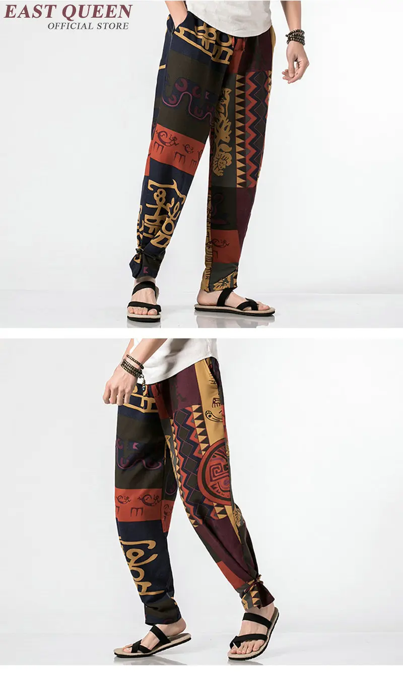 Традиционные штаны в китайском стиле мужские в японском стиле Льняные брюки для кунг-фу AA3915