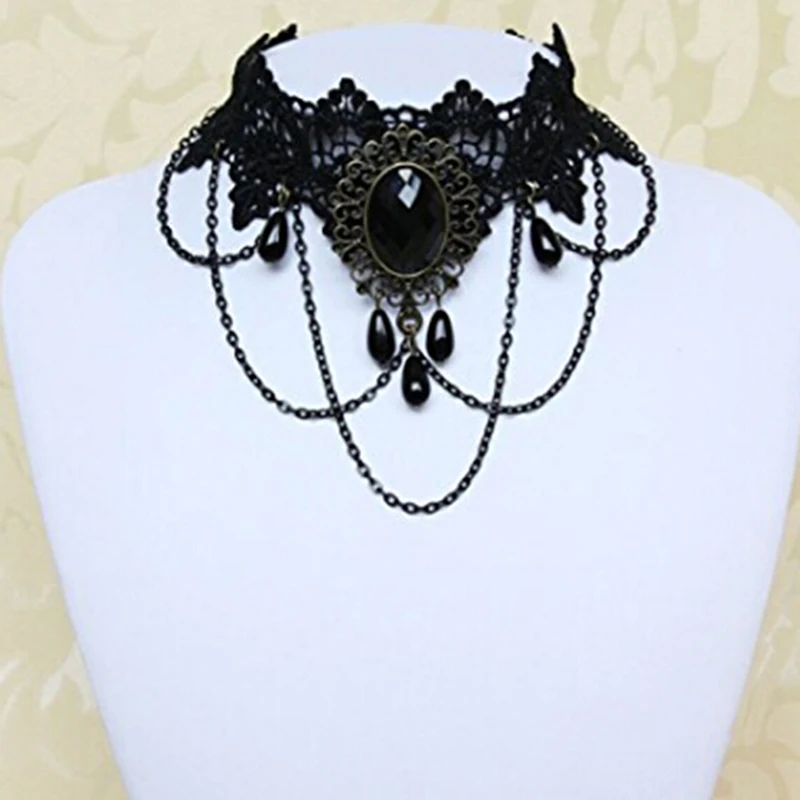 Модные женские винтажные Ретро Короткие готические стимпанк Кружева ожерелье в виде цветка ожерелье ювелирные изделия, ожерелье