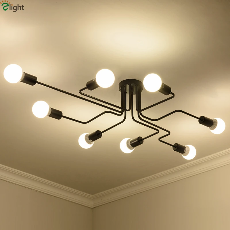 American Retro Loft Black Cross Metal Led Chandelier Lighting Free Bulb Nordic Minimalism Irregular Gun Style Ceiling | Освещение