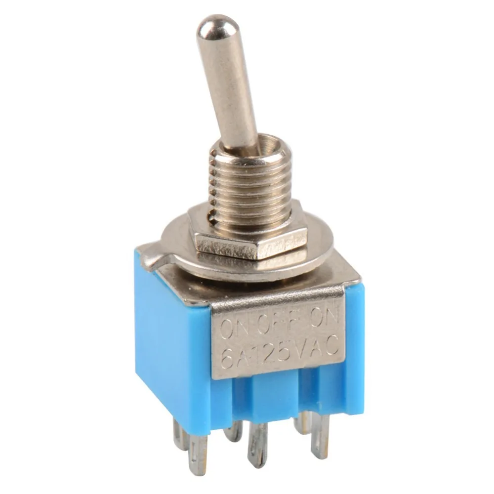 10 шт. Мини Синий MTS 203 6 контактный DPDT ВКЛ ВЫКЛ тумблер 6A 125V AC OT8G|switch switch|switch acswitch toggle