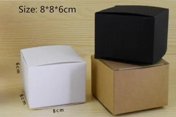 

50pcs/lot-8*8*6cm Blank White Black Kraft Gift Box For Cosmetic Bottle Jar Craft Gift Handmade Soap Candle Storage valve tubes