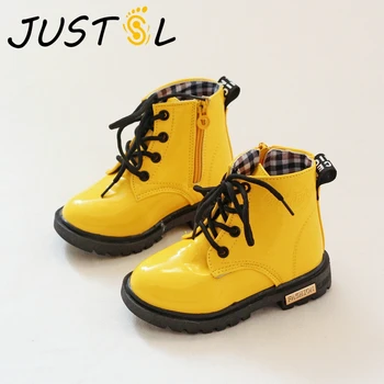 

JUSTSL Winter 2018 children plus velvet anti shoes boots girls boys Martin boots snow boots fashion safty quality shoes for kids