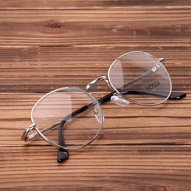 Круглые металлические очки NOSSA, женские и мужские золотые винтажные очки, студенческие оправы в стиле ретро, прозрачные очки, серебристая оптическая оправа
