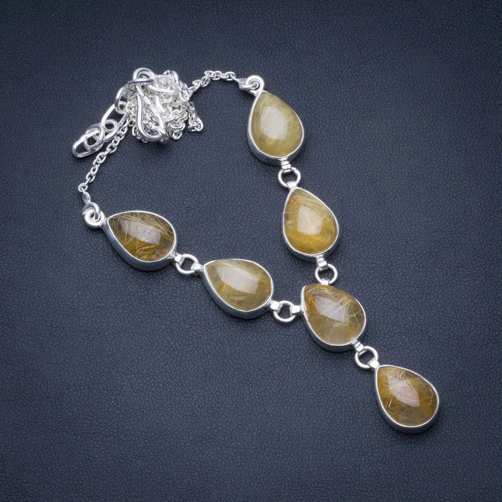 

Natural Rutilated Quartz 925 Sterling Silver Y-Shaped Necklace 17 1/4" R2724