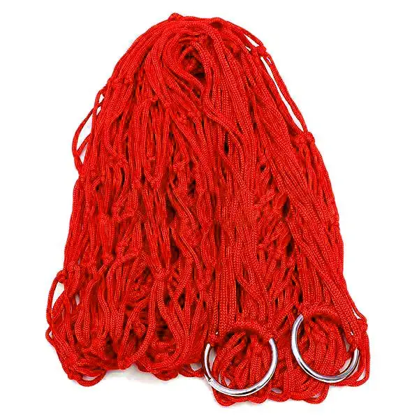 RED Nylon Hammock Hanging Mesh Net Sleeping Bed Swing Outdoor