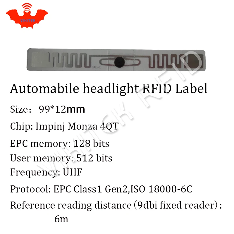 RFID tag UHF sticker automobile headlight EPC 6C 915mhz868mhz860-960MHZ M4QT waterproof adhensive passive RFID Windshield label