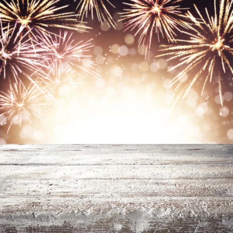 

Laeacco Firecrackers Fireworks Bokeh Wooden Floor Photography Backgrounds Customized Photographic Backdrops For Photo Studio