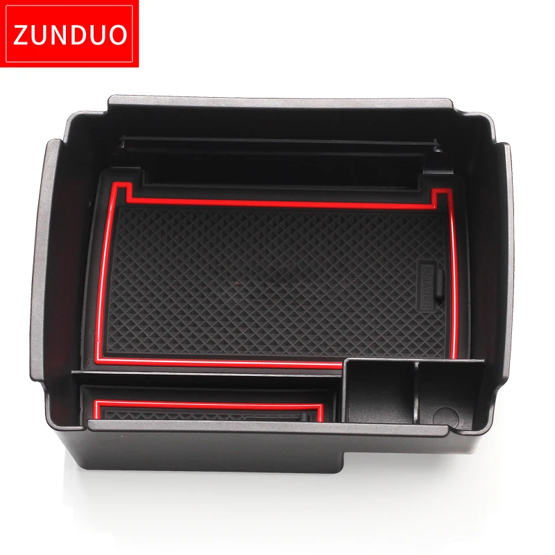 Фото ZUNDUO ящик для хранения в подлокотнике автомобиля для VW Golf 7 MK7 VII GTI R GOLF7 центральный контейнер-органайзер для консоли, красный №3