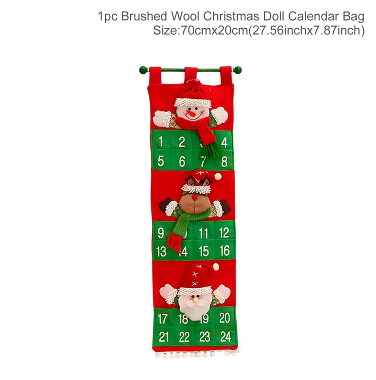 Christmas Calendar 2 FENGRISE, Рождественский календарь, подвесной, фетровый, Рождественский календарь обратного отсчета, рождественские украшения для дома, счастливый год, декор - Цвет: Christmas Calendar 2