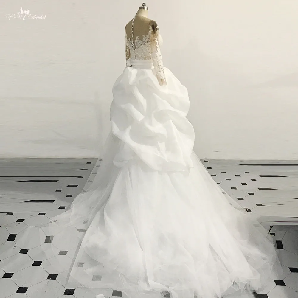 RSW1477 Long Sleeve 2 In 1 Short Wedding Dress With Detachable (2)