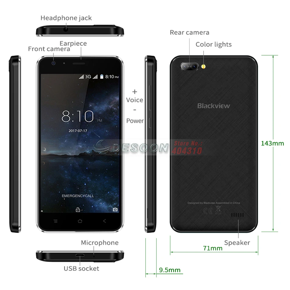 In Stock Blackview A7 Smartphone Android 7.0 MT6580A Quad Core Mobile Phone 1GB RAM 8GB ROM Dual back camera Unlocked Cell Phone In Stock Blackview A7 Smartphone Android 7.0 MT6580A Quad Core Mobile Phone 1GB RAM 8GB ROM Dual back camera Unlocked Cell Phone
