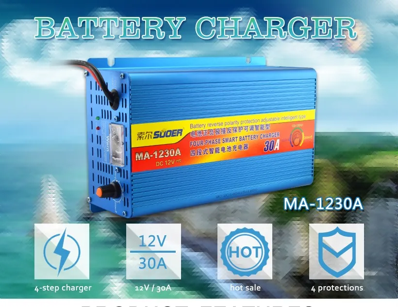 Carregador de Bateria Carregador de Bateria de Carro Suoercharger Charger Carregador Universal de Carro Ma-1230a 30a 12v 6 Suoercharger carregador de bateria charger carregador 30a