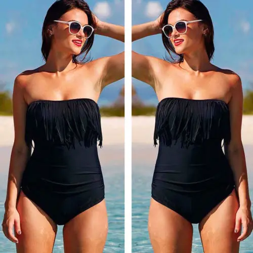 

Sexy Women Plus Size Solid One Piece Bikini Summer Swimsuit Beach Bikini Set Swearwear